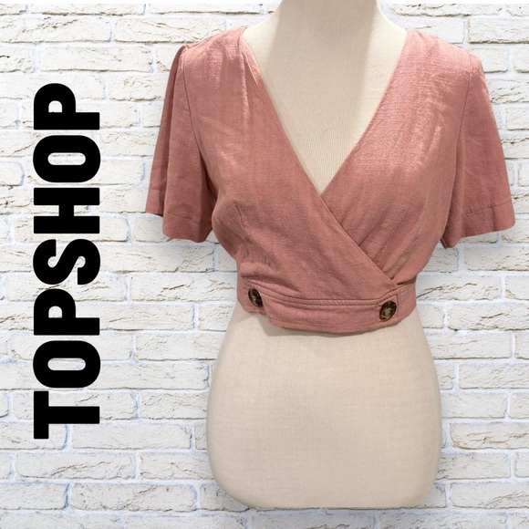 TOPSHOP Wrap Crop Top in Dusty Rose Size 6 - Picture 3 of 7